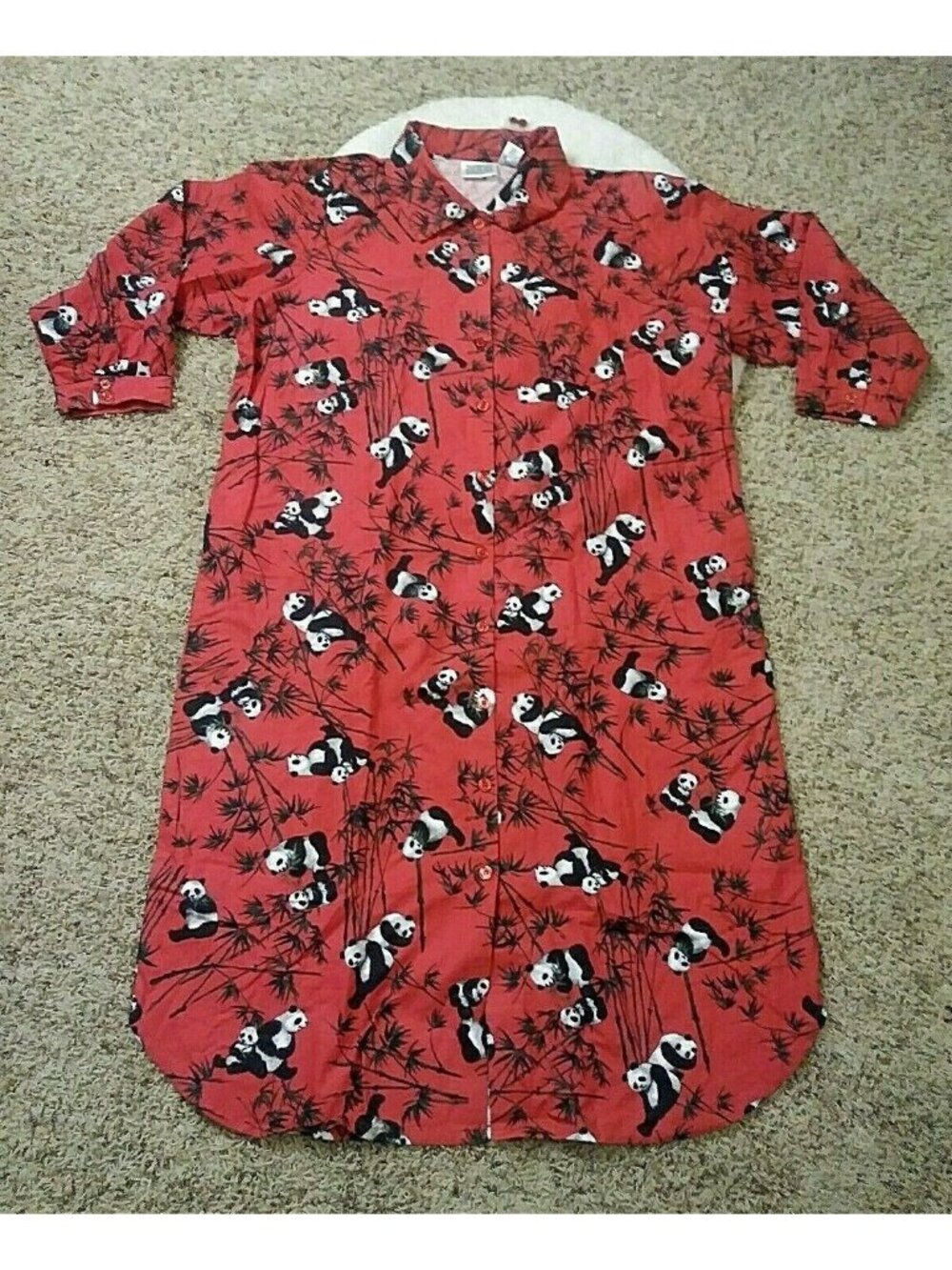 National Wildlife Federation Womens Button Up Panda Night Gown House Coat XL 1X